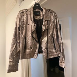 blanknyc silver faux leather moto jacket